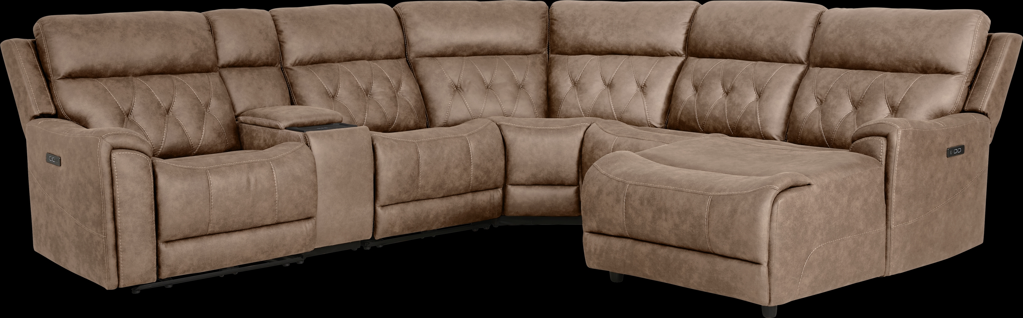 Hardwick Brown Dual Power 6 Pc Sectional With RAF Chaise - Thumbnail - Image 3
