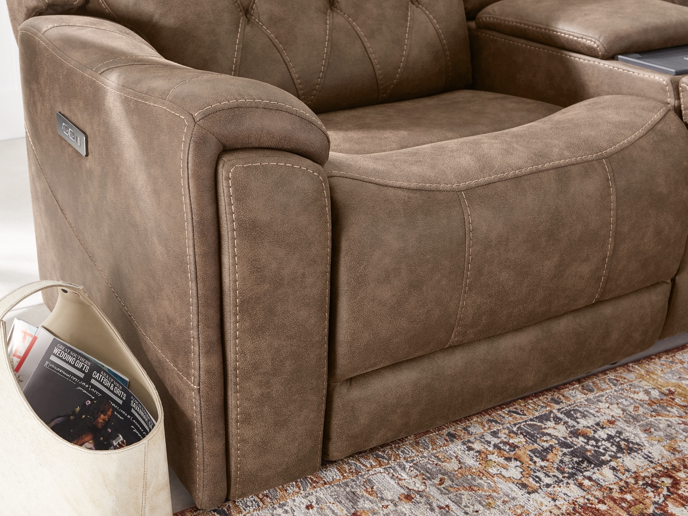 Hardwick Brown Dual Power 6 Pc Sectional With RAF Chaise - Thumbnail - Image 4