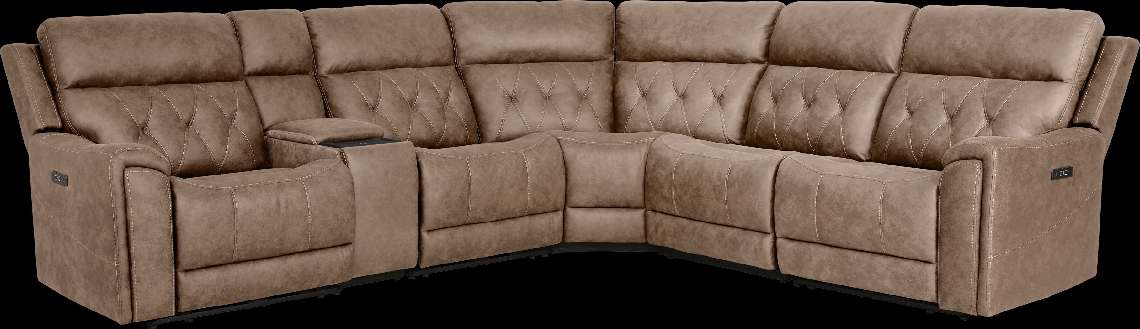 Hardwick Brown Dual Power 6 Pc Sectional - Thumbnail - Image 3