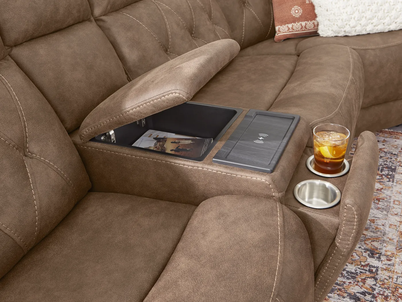 Hardwick Brown Dual Power 6 Pc Sectional - Image 6