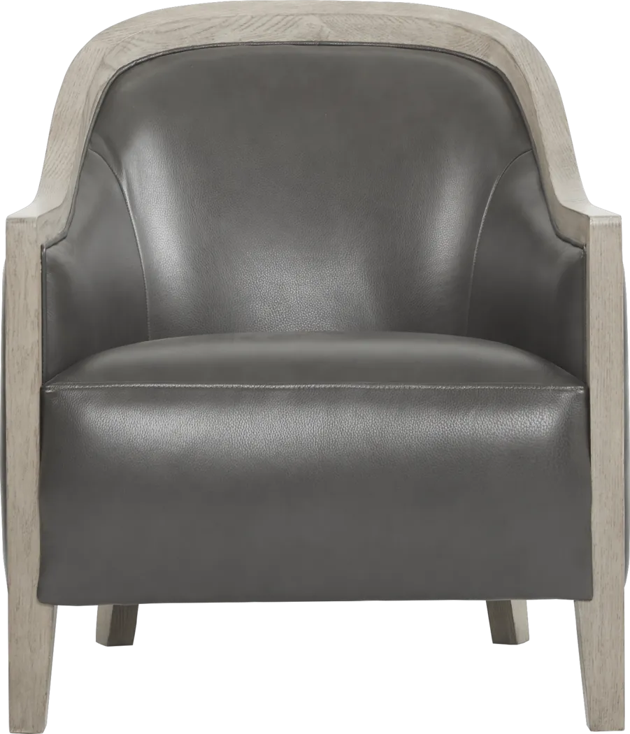 Harfield Gray Leather Accent Chair - Thumbnail - Image 2