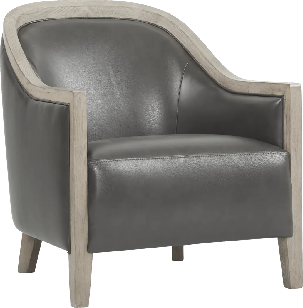 Harfield Gray Leather Accent Chair - Thumbnail - Image 1