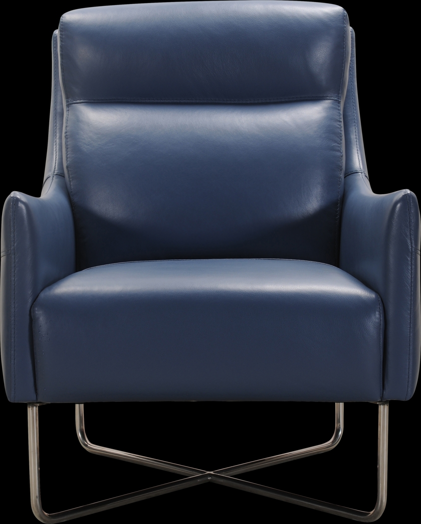 Hargan Indigo Leather Accent Chair - Thumbnail - Image 1