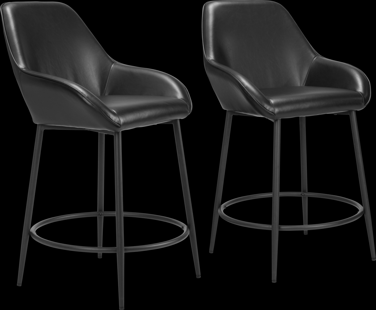 Harlan Black Counter Height Stool, Set of 2 - Thumbnail - Image 1