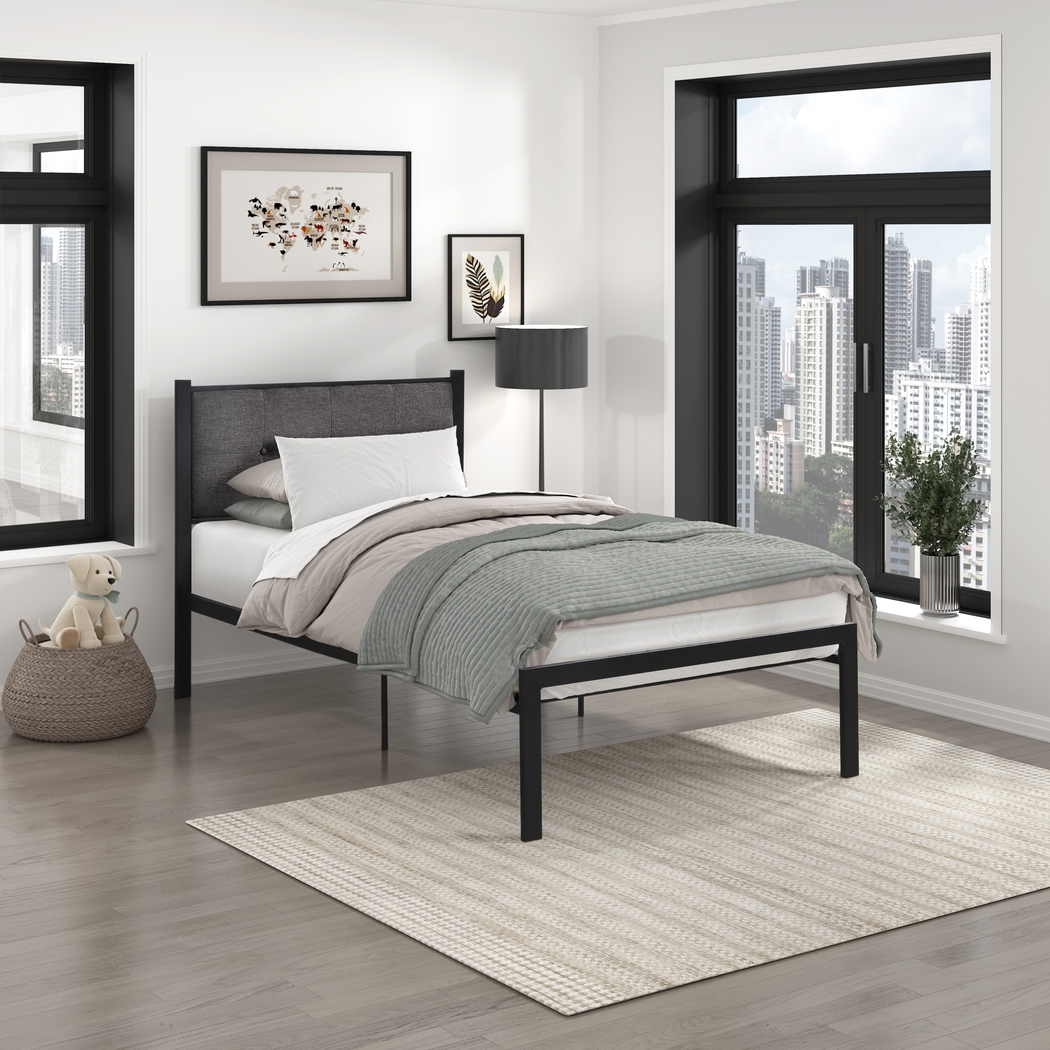Harllan Gray Twin Platform Bed - Thumbnail - Image 2