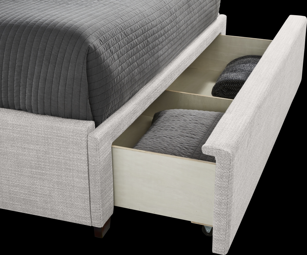 Kailey Park Charcoal 5 Pc Bedroom With Harlow Hill Gray Queen Upholstered Storage Bed - Thumbnail - Image 5