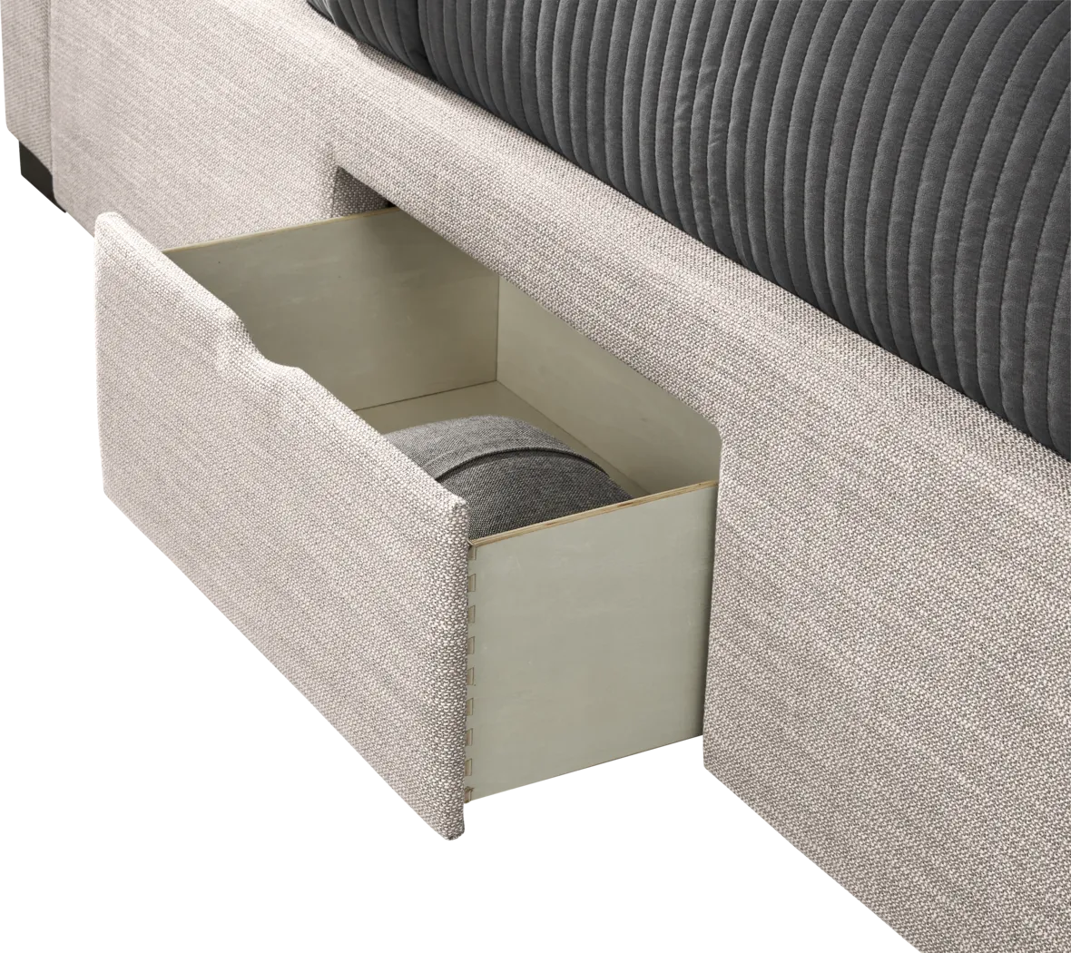 Harlow Hill Taupe 3 Pc King Upholstered Storage Bed - Image 5