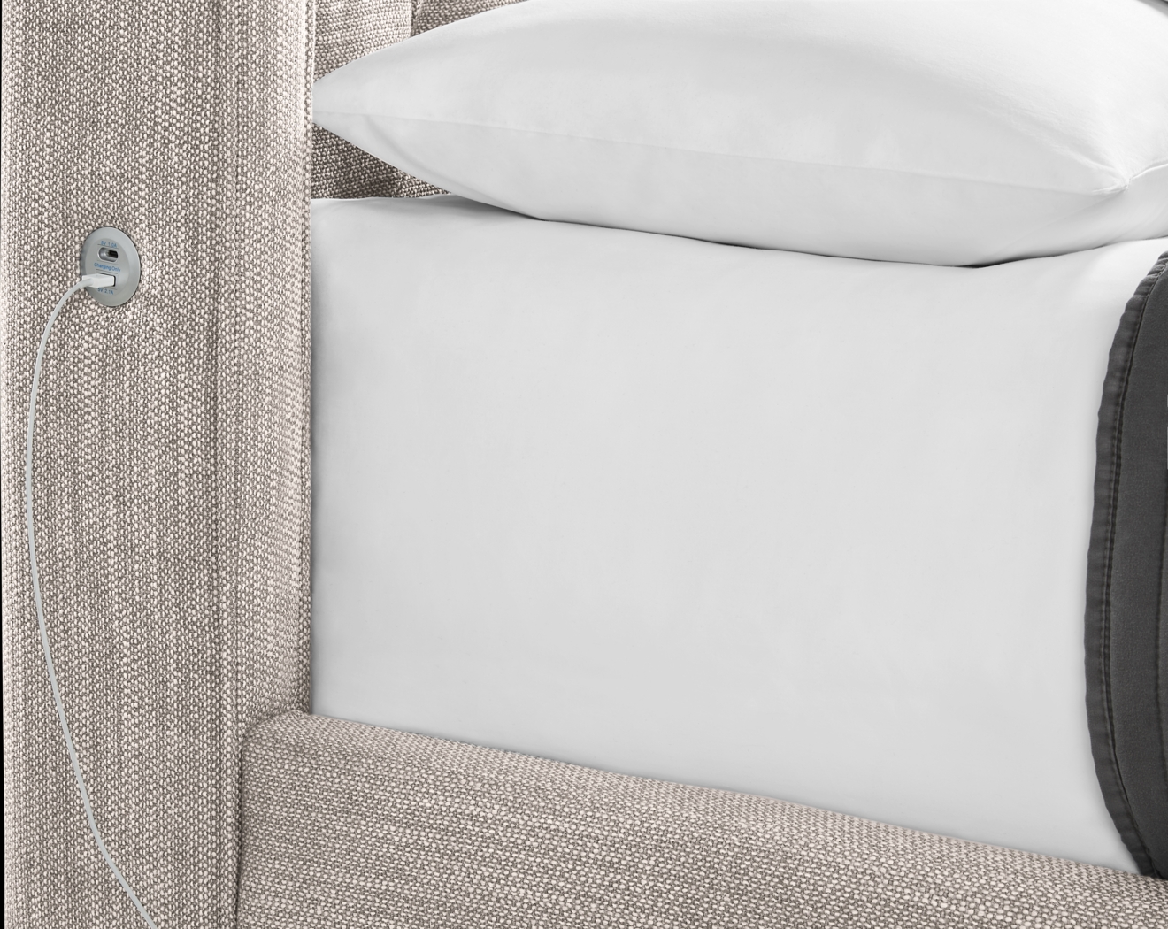 Kailey Park Light Oak Finish 7 Pc Bedroom With Harlow Hill Taupe King Upholstered Storage Bed - Thumbnail - Image 4