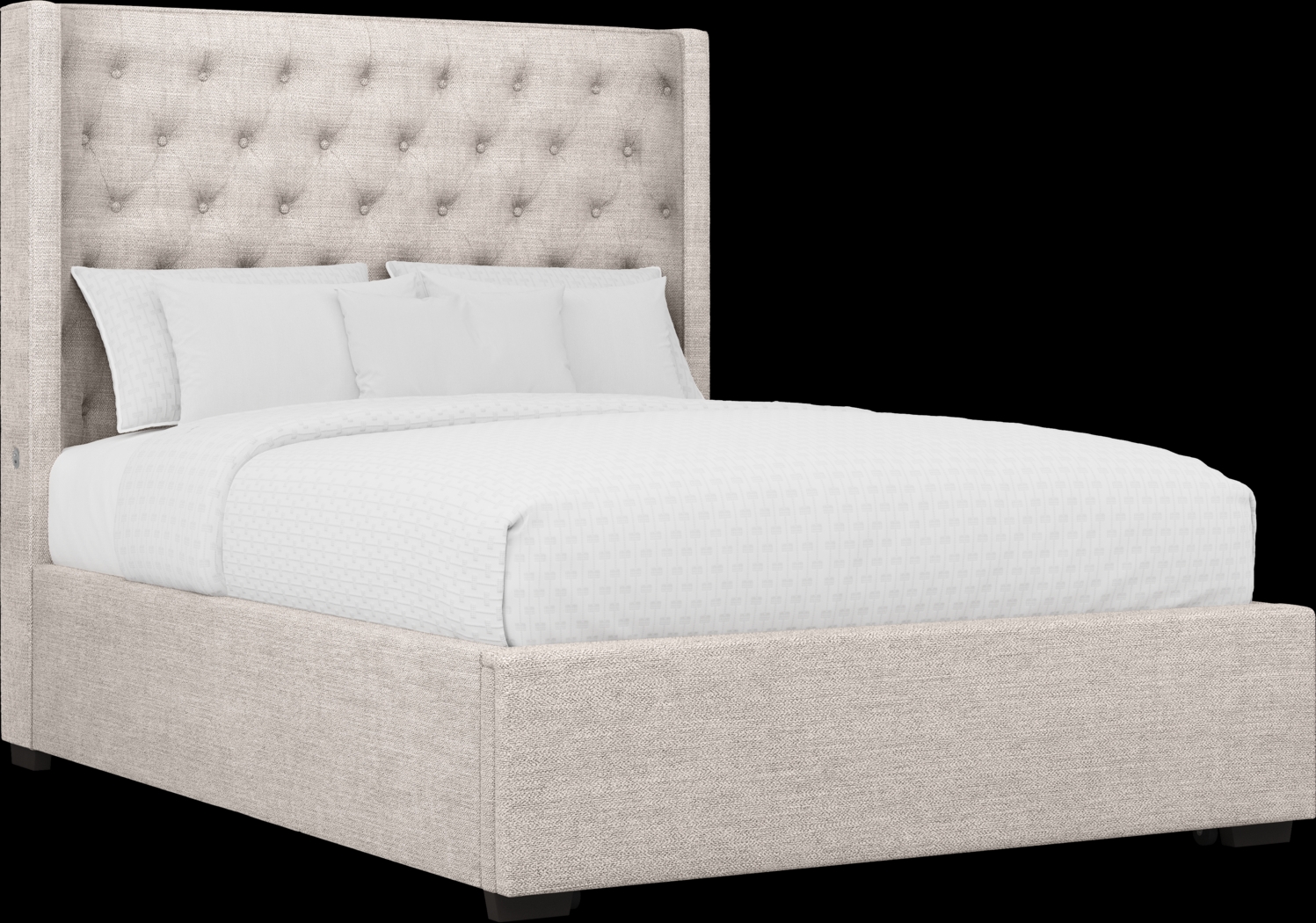 Kailey Park Light Oak Finish 5 Pc Bedroom With Harlow Hill Taupe Queen Upholstered Storage Bed - Thumbnail - Image 2