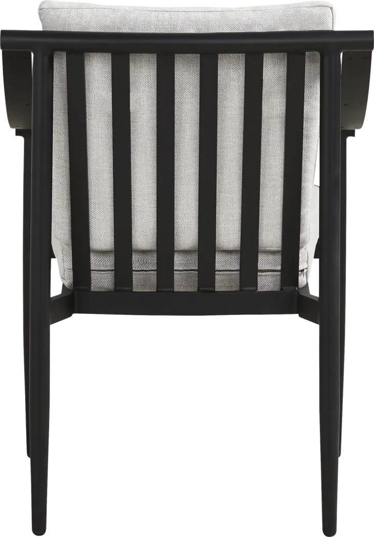 Harlowe Black Outdoor Arm Chair with Dove Cushions - Thumbnail - Image 4