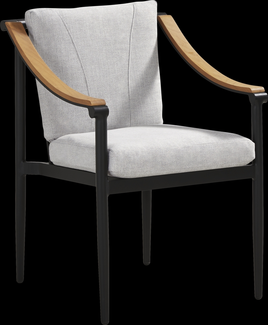 Harlowe Black 5 Pc Outdoor Rectangle Dining Set with Dove Cushions - Thumbnail - Image 3