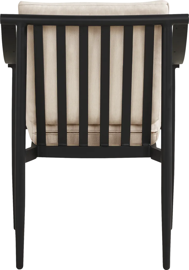 Harlowe Black 5 Pc Outdoor Rectangle Dining Set with Flax Cushions - Thumbnail - Image 5