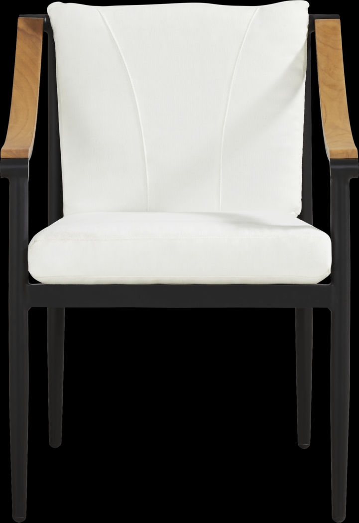 Harlowe Black 5 Pc Outdoor Rectangle Dining Set with White Cushions - Thumbnail - Image 4