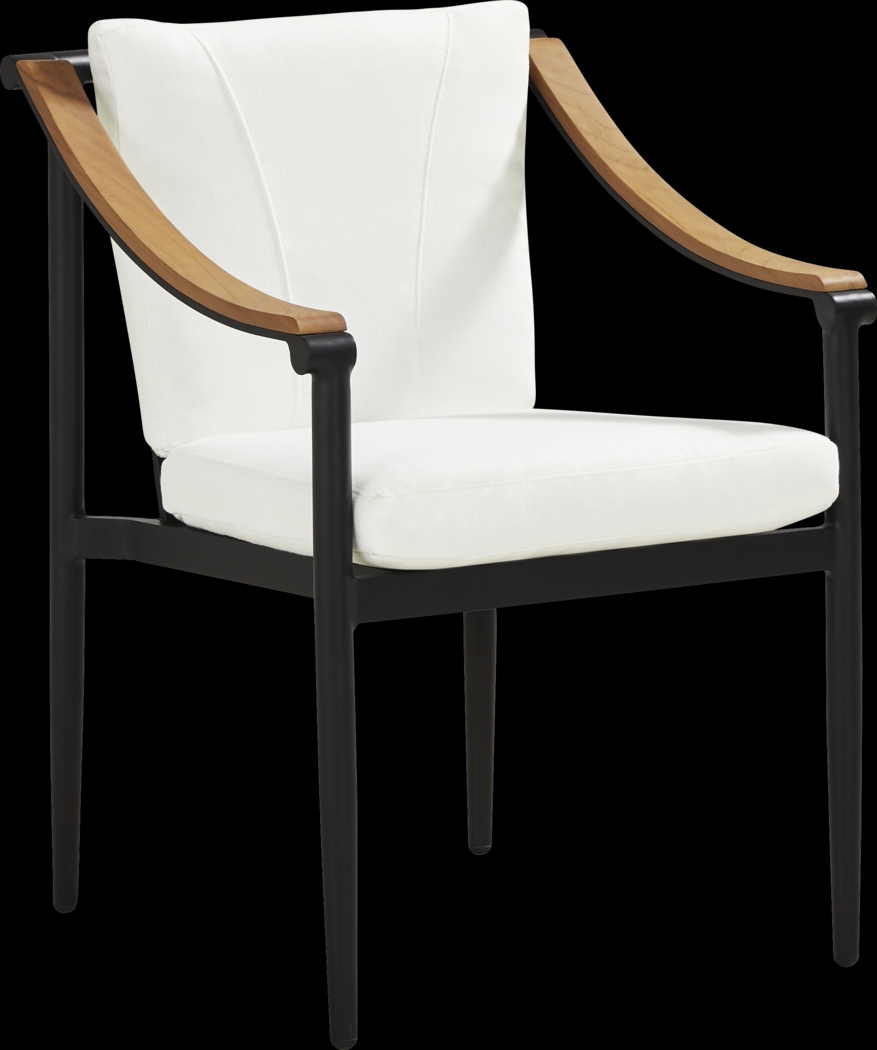 Harlowe Black 5 Pc Outdoor Rectangle Dining Set with White Cushions - Thumbnail - Image 3