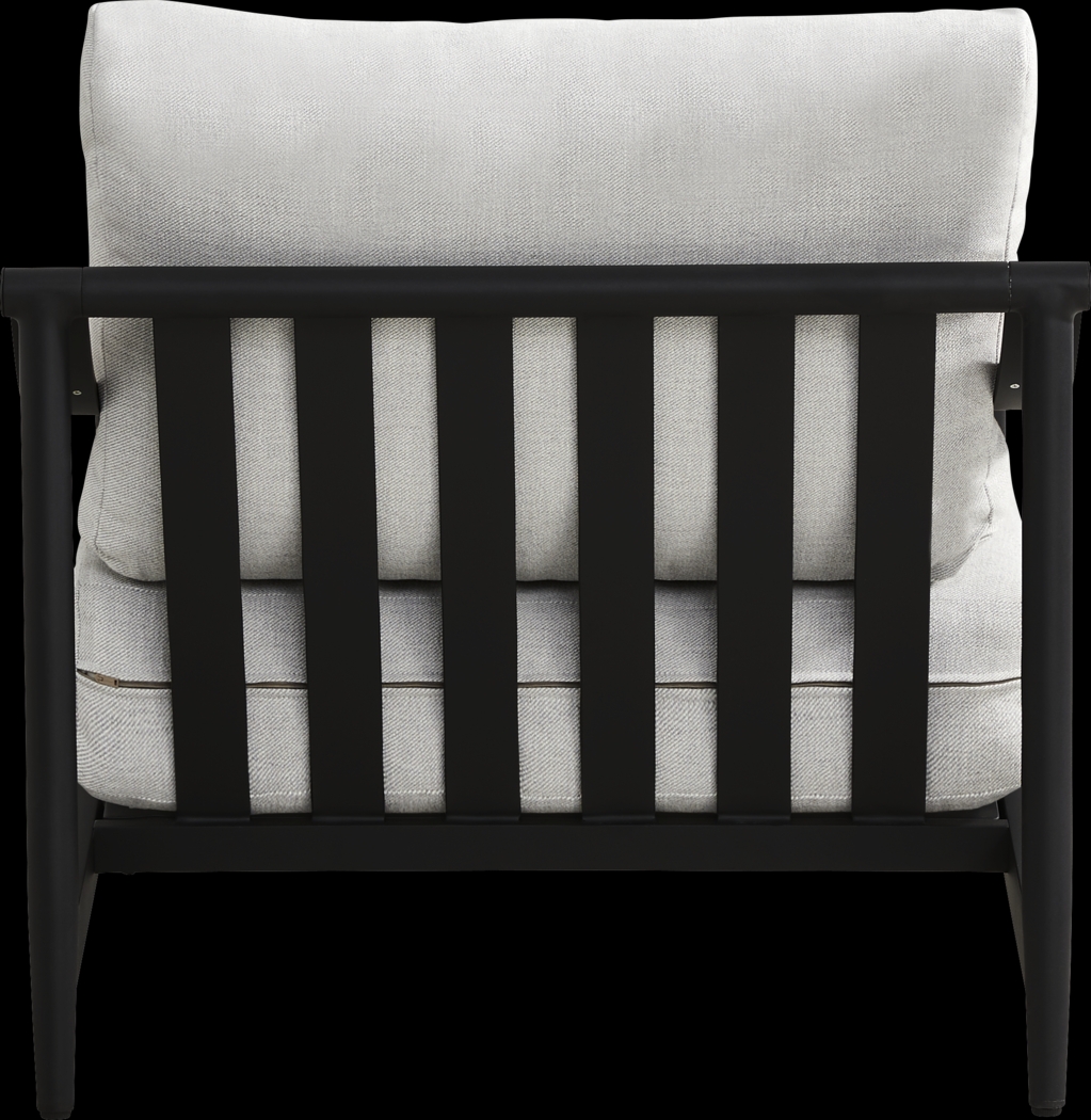 Harlowe Black Outdoor Club Chair with Dove Cushions - Thumbnail - Image 4