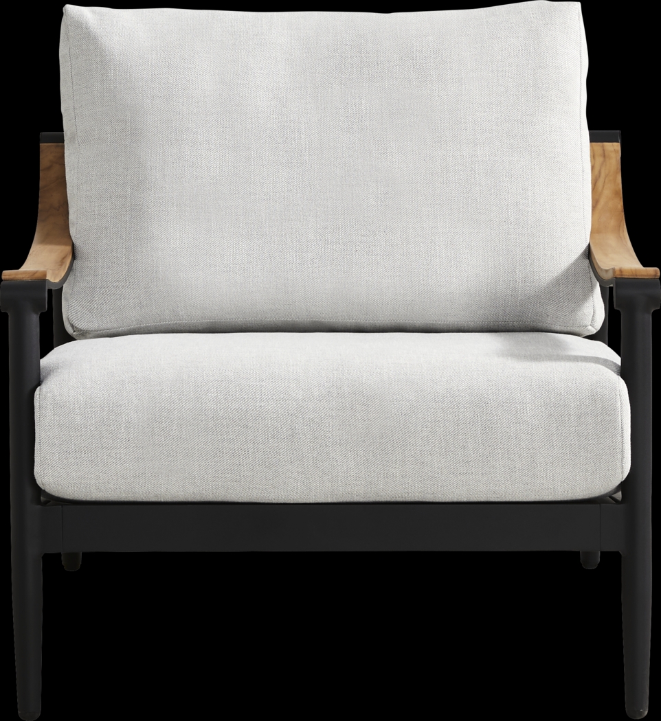 Harlowe Black 5 Pc Outdoor Loveseat Seating Set with Dove Cushions - Thumbnail - Image 5