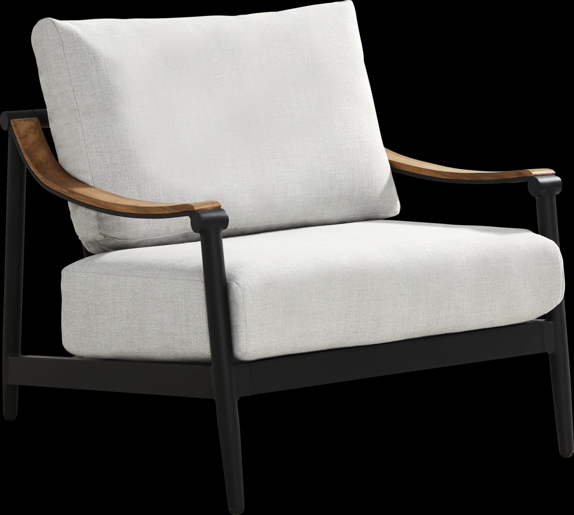 Harlowe Black 5 Pc Outdoor Loveseat Seating Set with Dove Cushions - Thumbnail - Image 4