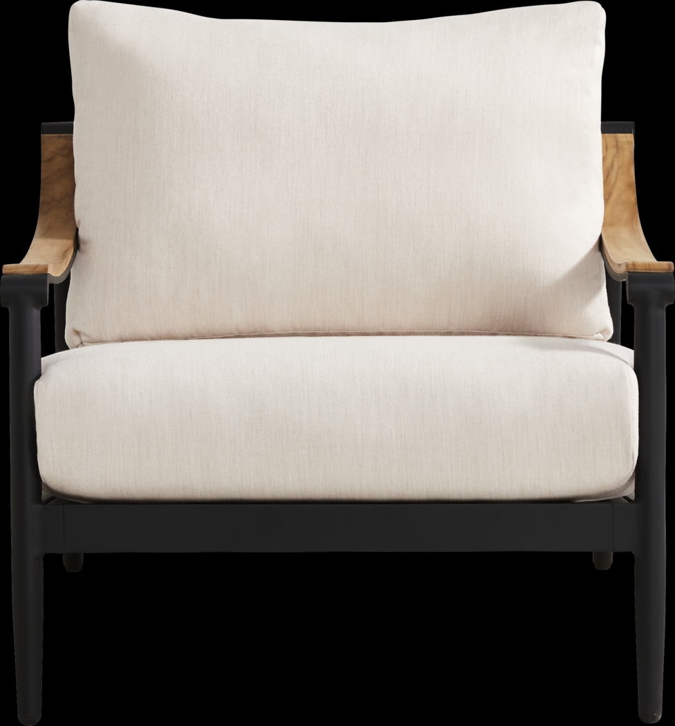 Harlowe Black 5 Pc Outdoor Chat Set with Flax Cushions - Thumbnail - Image 3