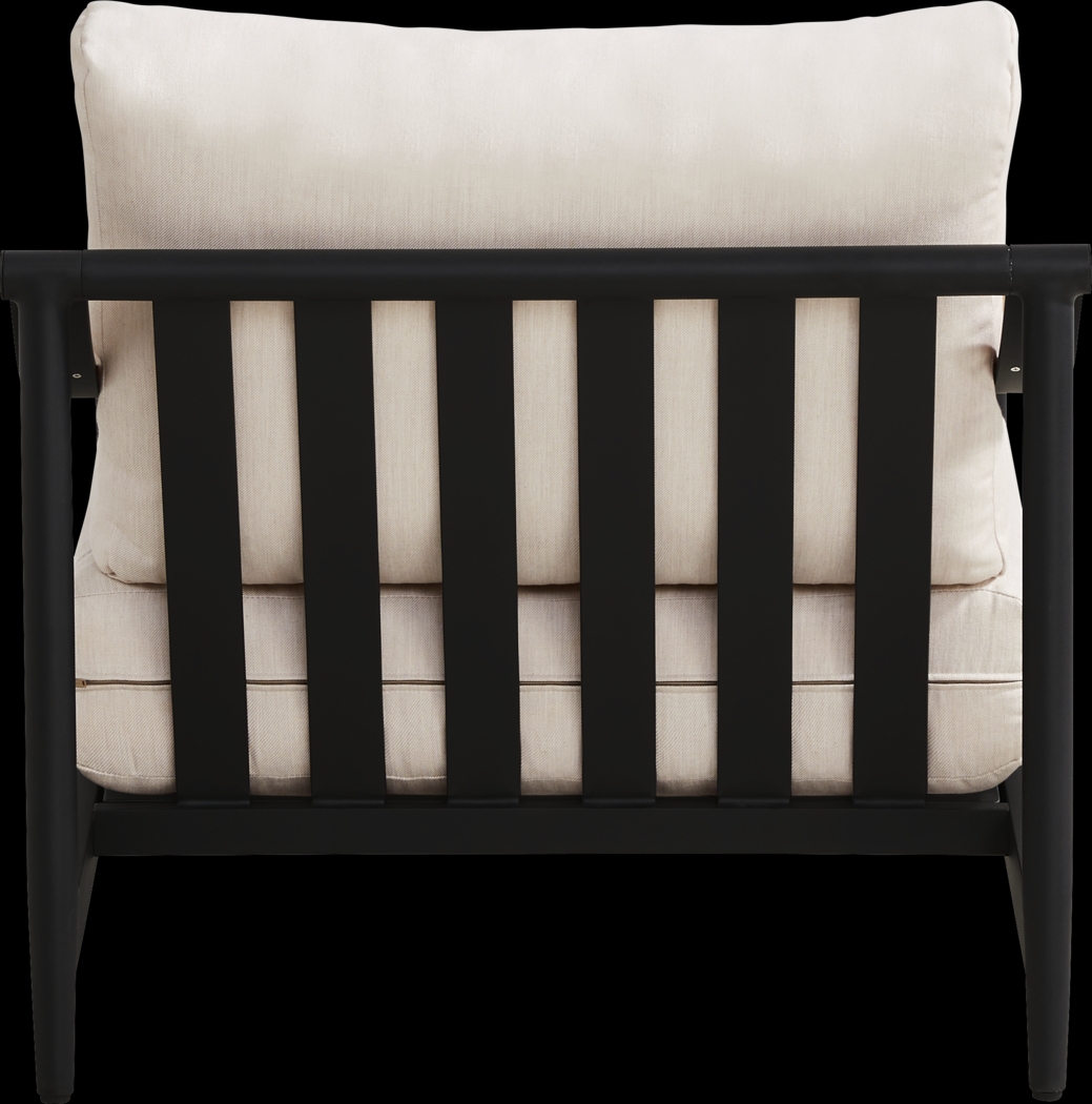 Harlowe Black 5 Pc Outdoor Chat Set with Flax Cushions - Thumbnail - Image 4