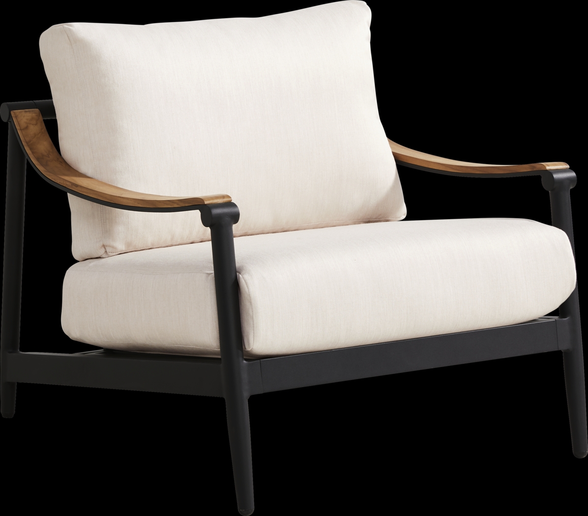 Harlowe Black 5 Pc Outdoor Chat Set with Flax Cushions - Thumbnail - Image 2