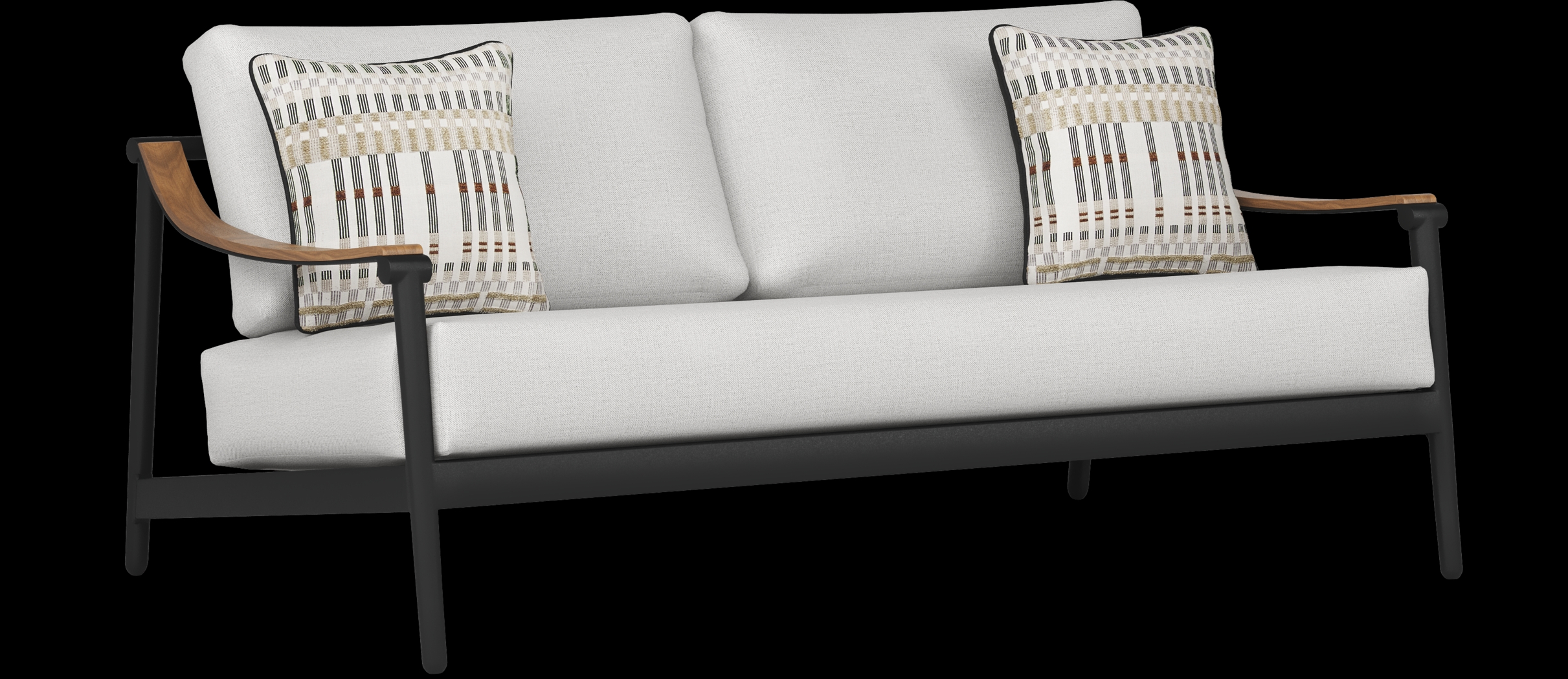 Harlowe Black Outdoor Loveseat with Dove Cushions - Thumbnail - Image 2