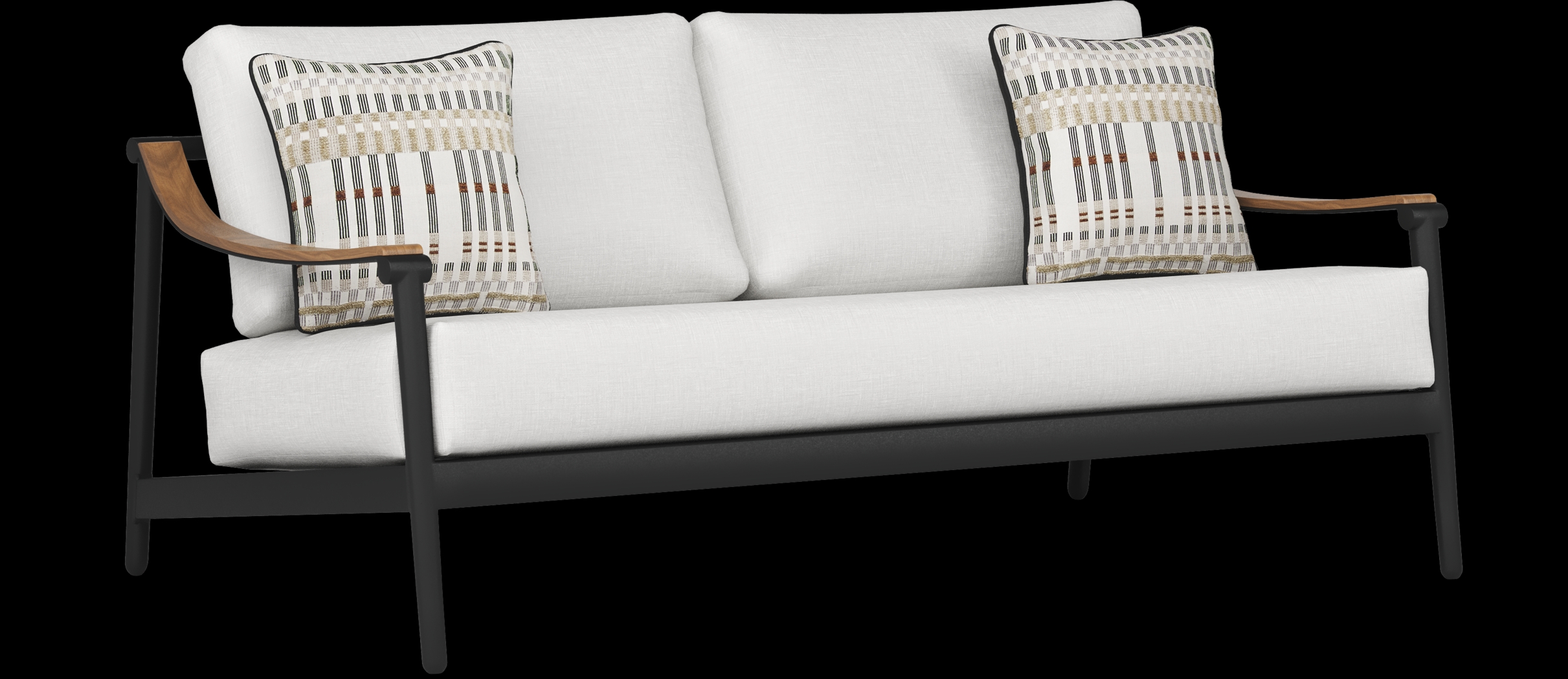 Harlowe Black Outdoor Loveseat with White Cushions - Thumbnail - Image 2