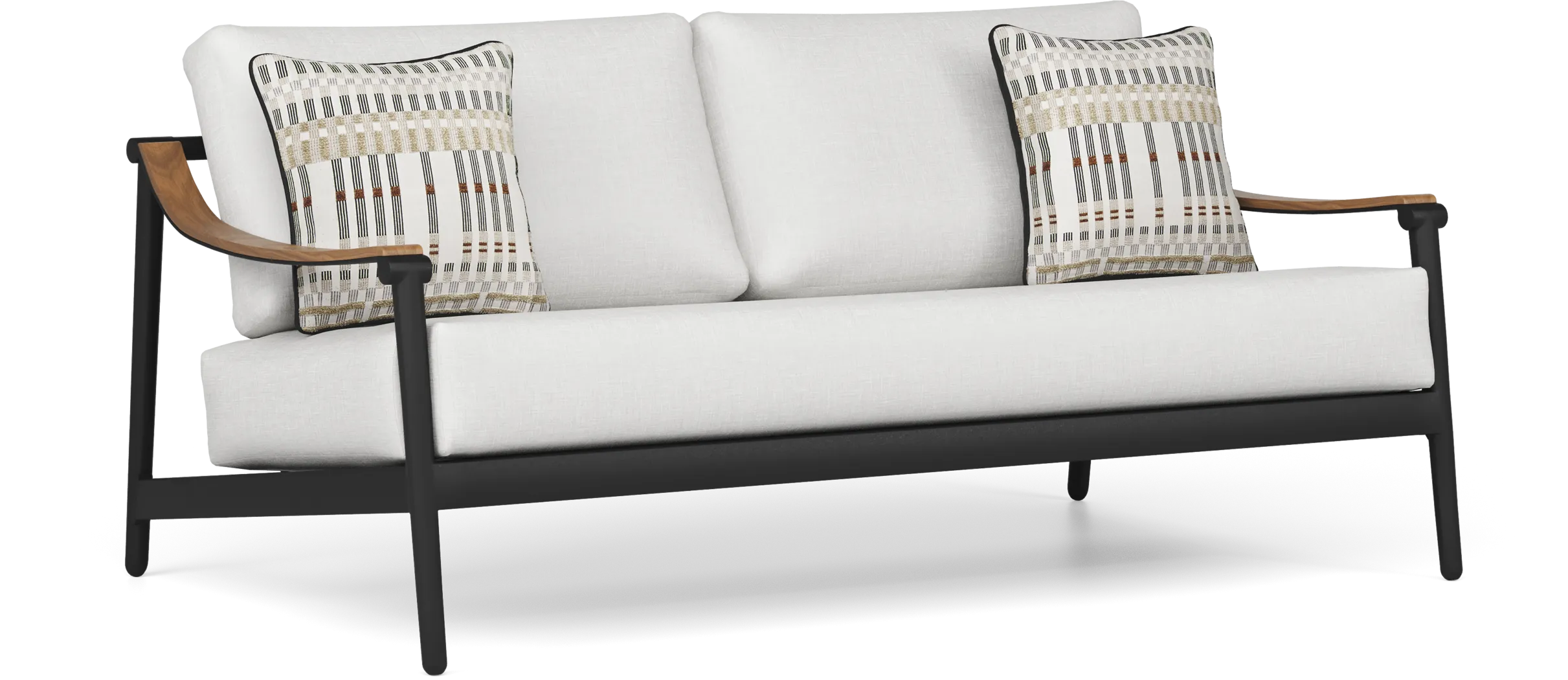Harlowe Black Outdoor Loveseat with White Cushions - Thumbnail - Image 2