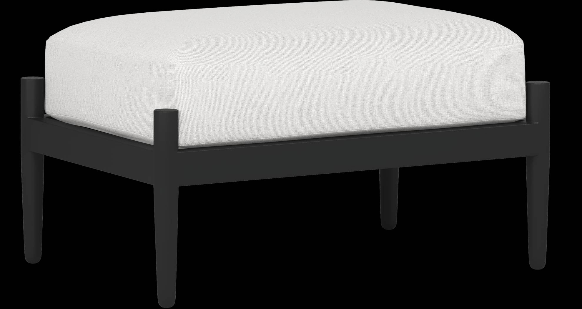 Harlowe Black Outdoor Ottoman with Dove Cushion - Thumbnail - Image 1