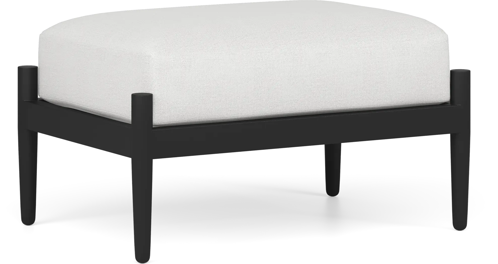 Harlowe Black Outdoor Ottoman with Dove Cushion - Thumbnail - Image 1