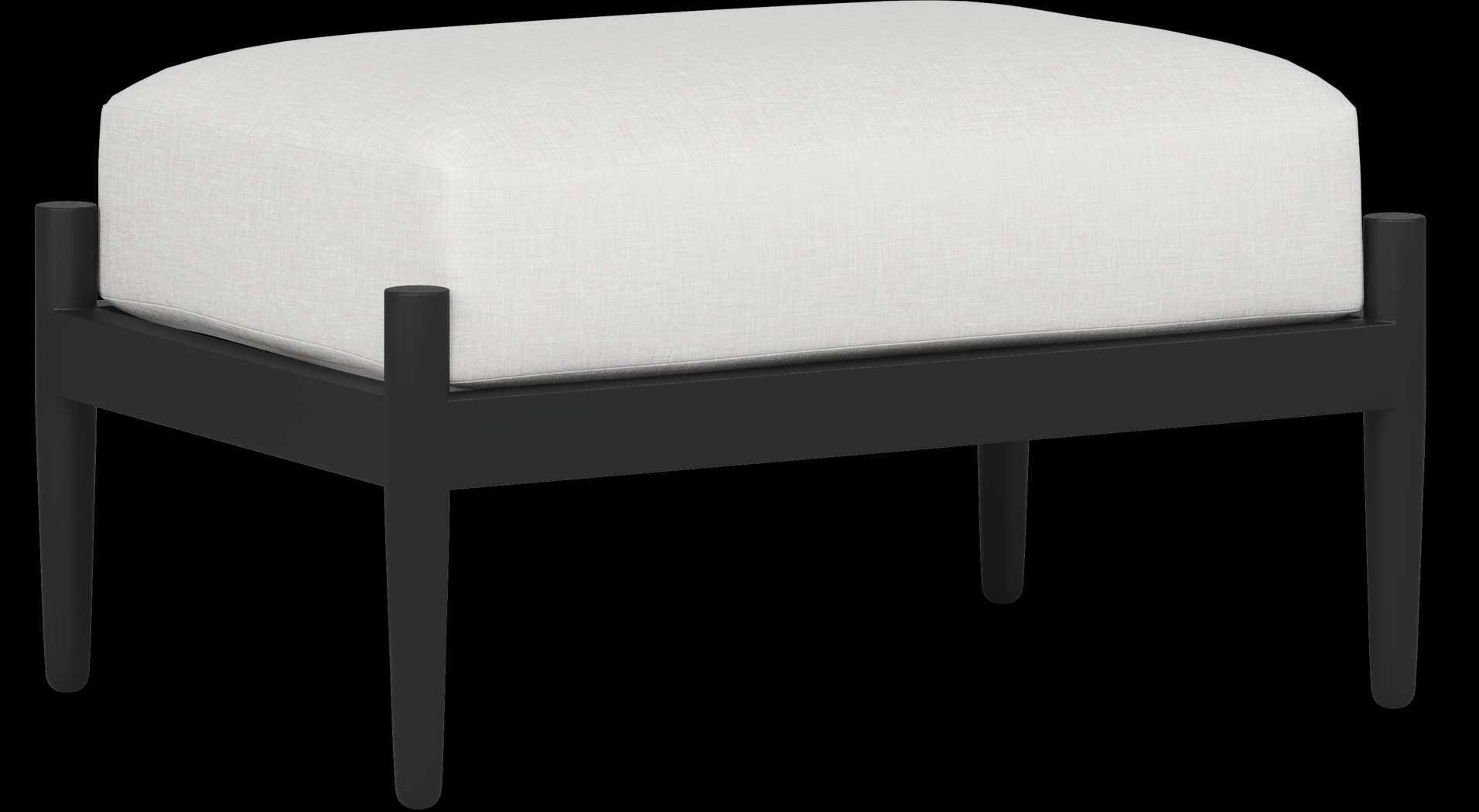 Harlowe Black Outdoor Ottoman with White Cushion - Thumbnail - Image 1