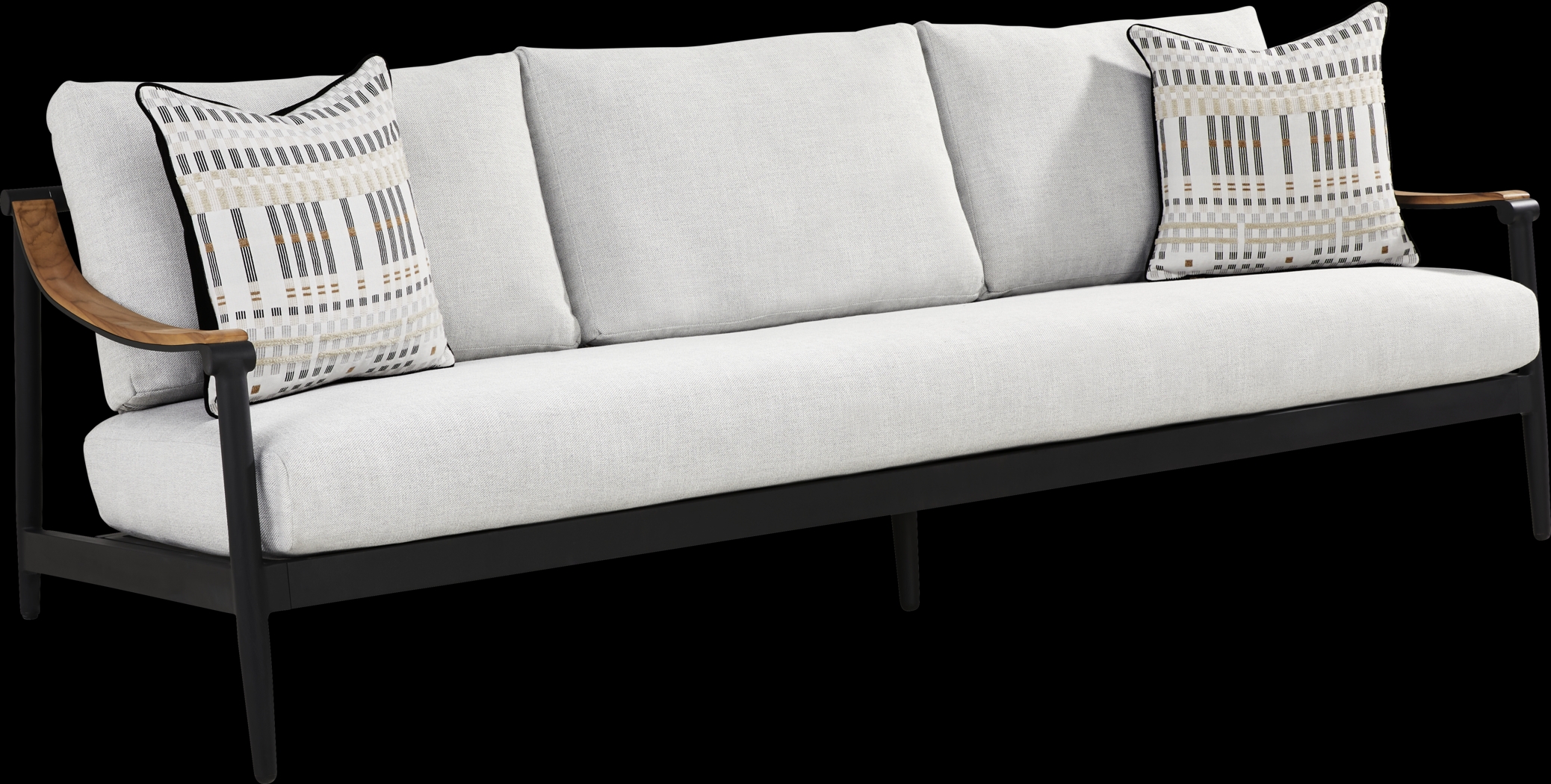 Harlowe Black 5 Pc Outdoor Seating Set with Dove Cushions - Thumbnail - Image 3