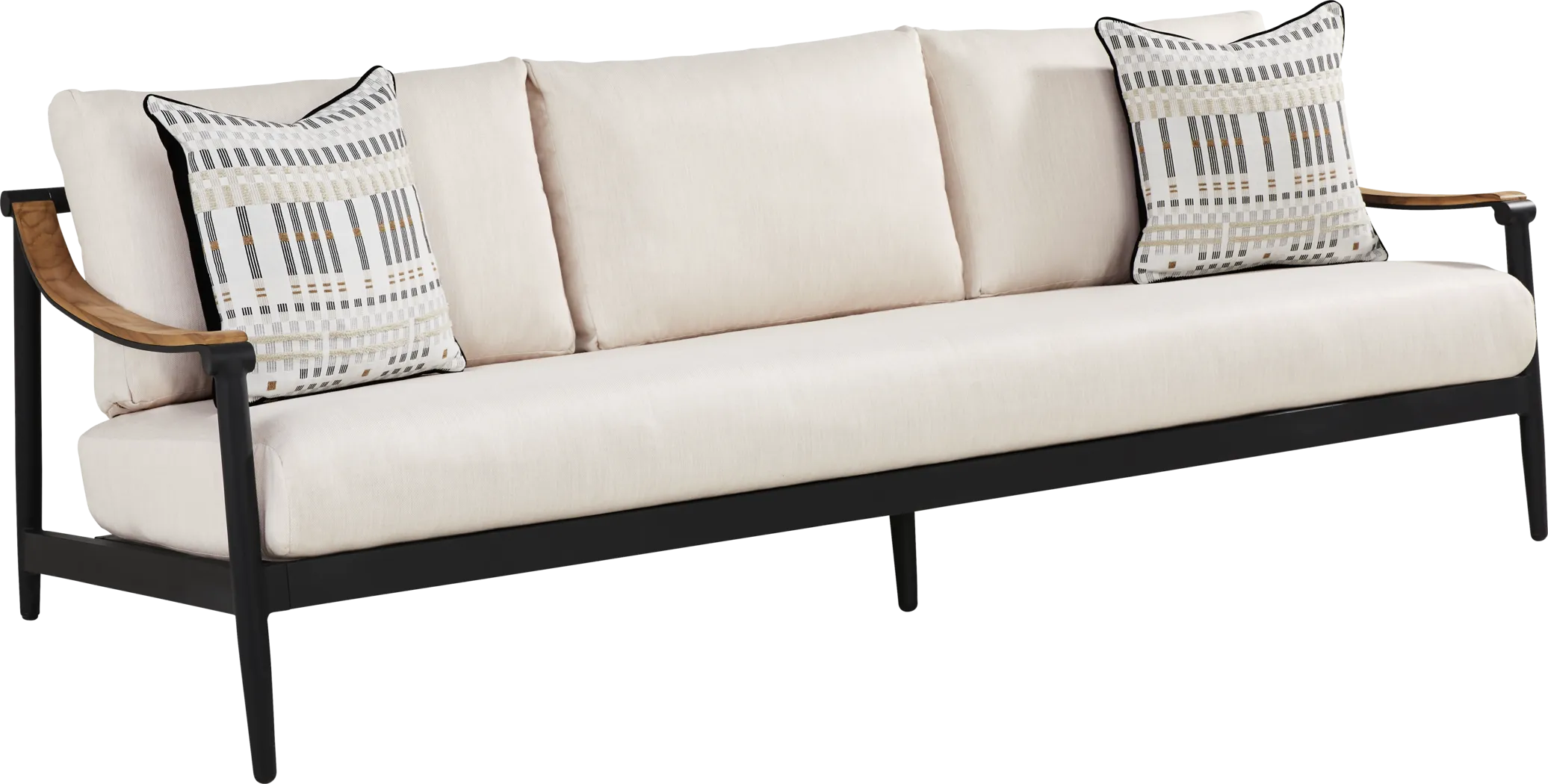 Harlowe Black 5 Pc Outdoor Seating Set with Flax Cushions - Thumbnail - Image 3