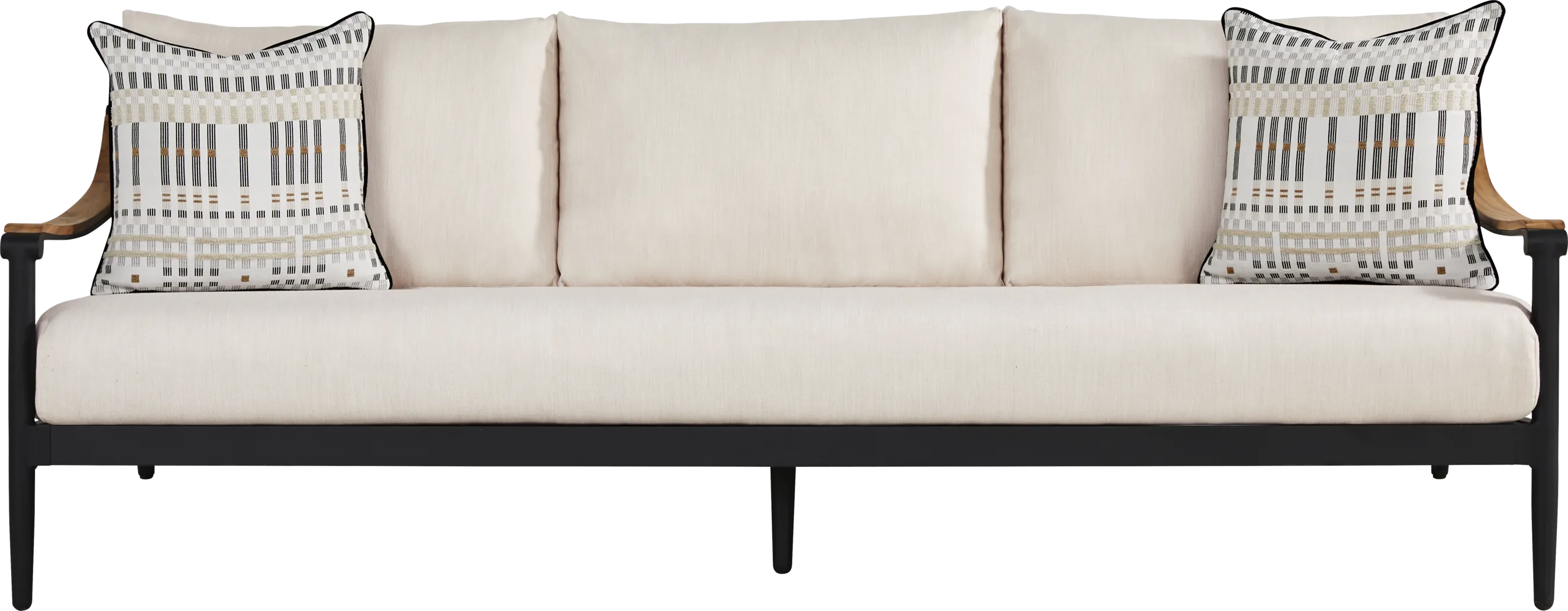 Harlowe Black 5 Pc Outdoor Seating Set with Flax Cushions - Thumbnail - Image 2