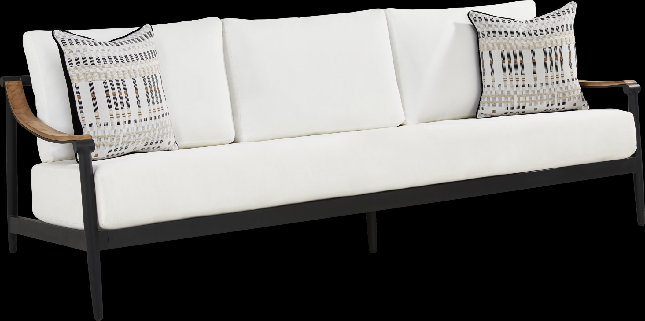 Harlowe Black 3 Pc Outdoor Seating Set with White Cushions - Thumbnail - Image 3