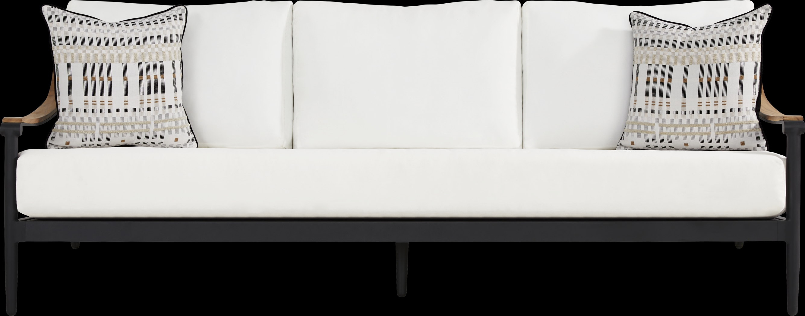 Harlowe Black 3 Pc Outdoor Seating Set with White Cushions - Thumbnail - Image 2