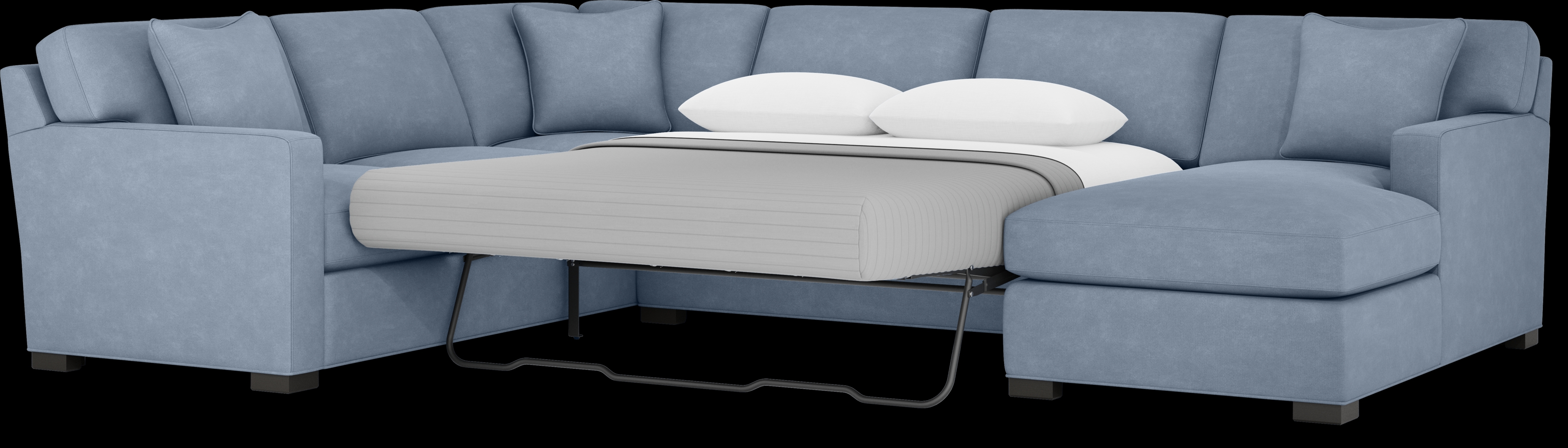 Harmonie Blue 3 Pc Gel Foam Sleeper Sectional - Thumbnail - Image 4