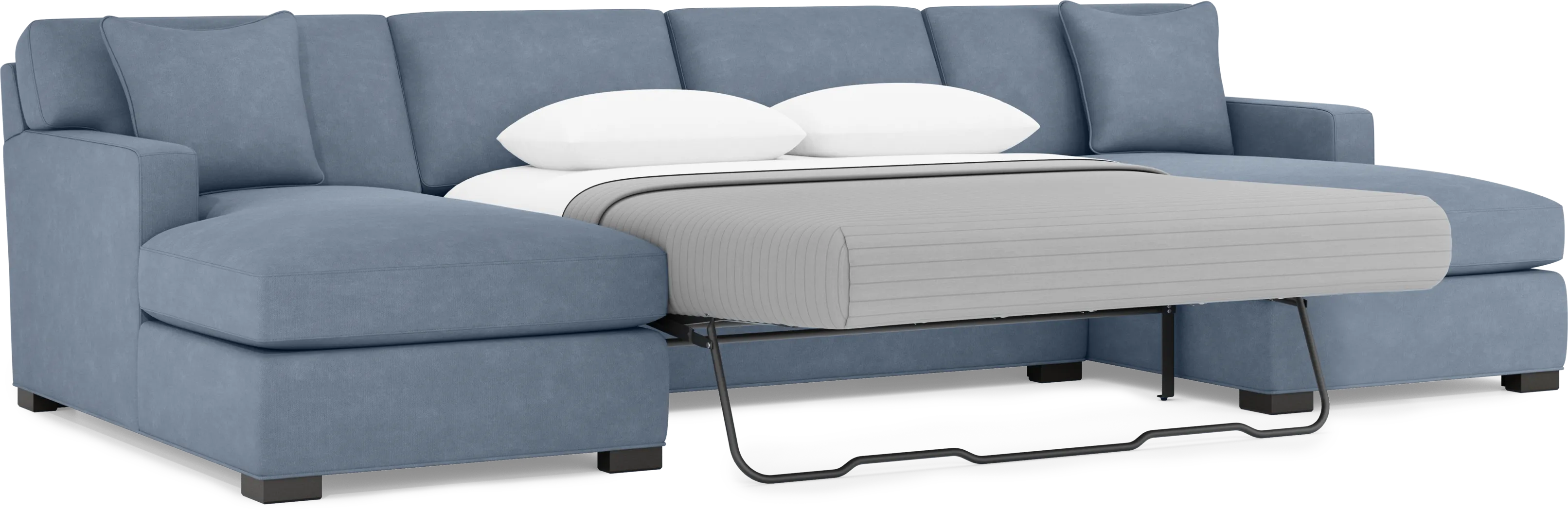 Harmonie Blue 3 Pc Sleeper Sectional - Thumbnail - Image 4