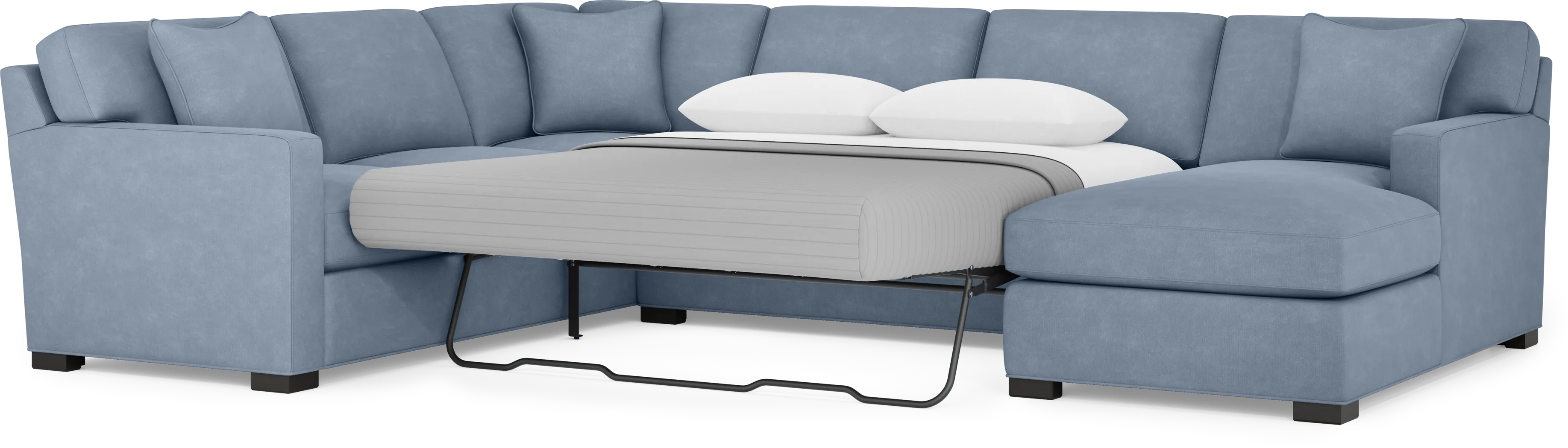 Harmonie Blue 3 Pc Sleeper Sectional - Thumbnail - Image 4