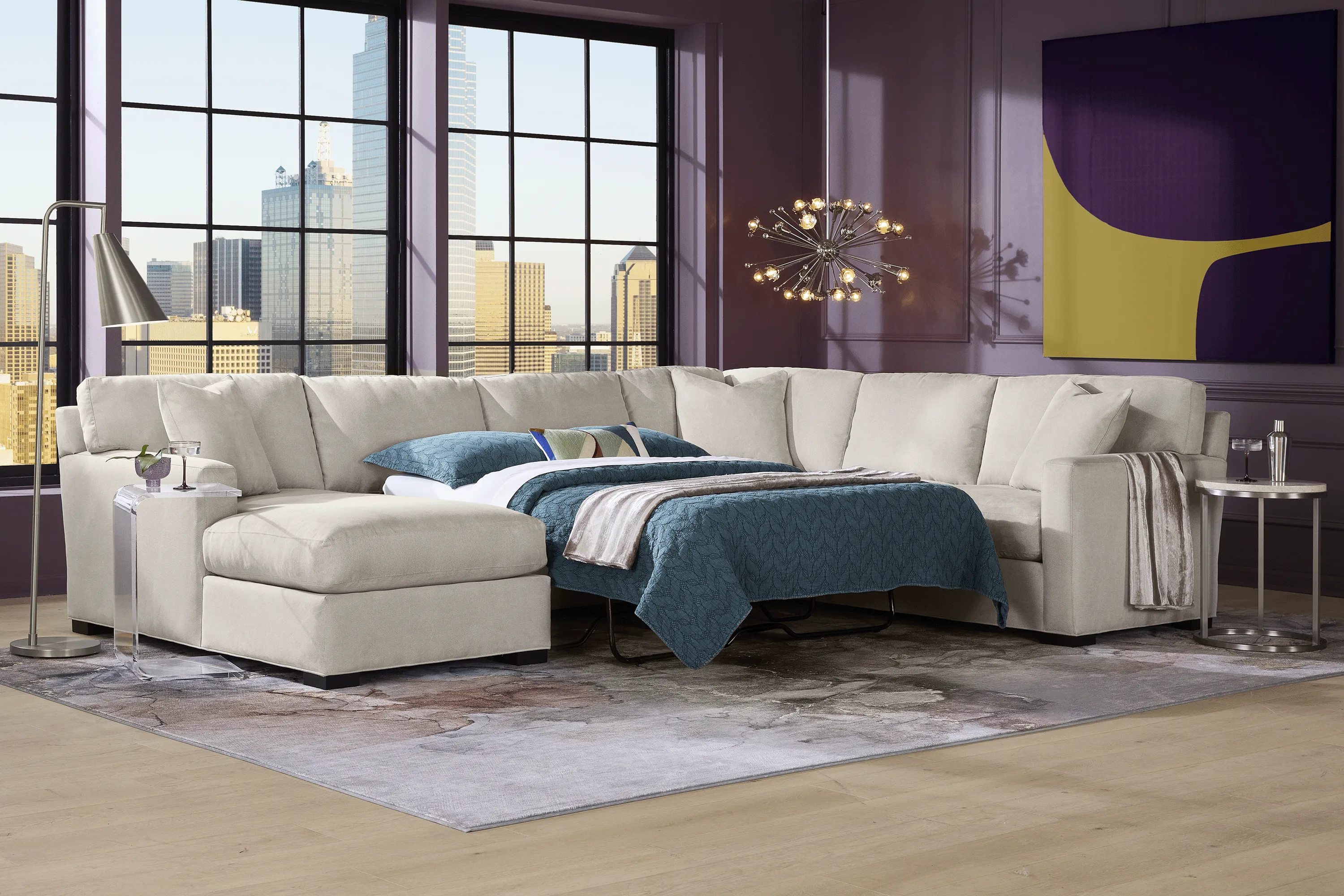 Harmonie Dove 3 Pc Gel Foam Sleeper Sectional - Thumbnail - Image 4