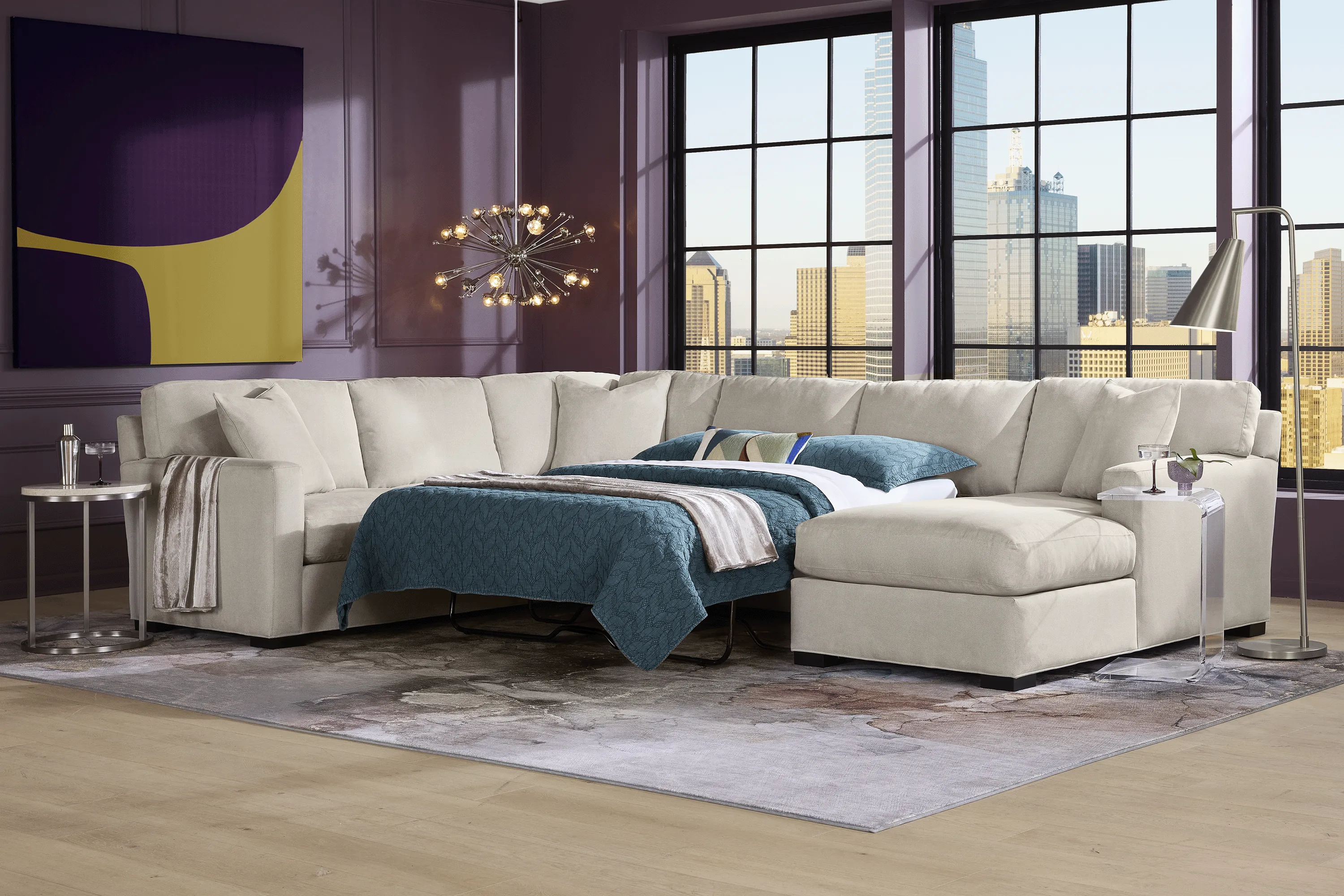Harmonie Dove 3 Pc Gel Foam Sleeper Sectional - Thumbnail - Image 4
