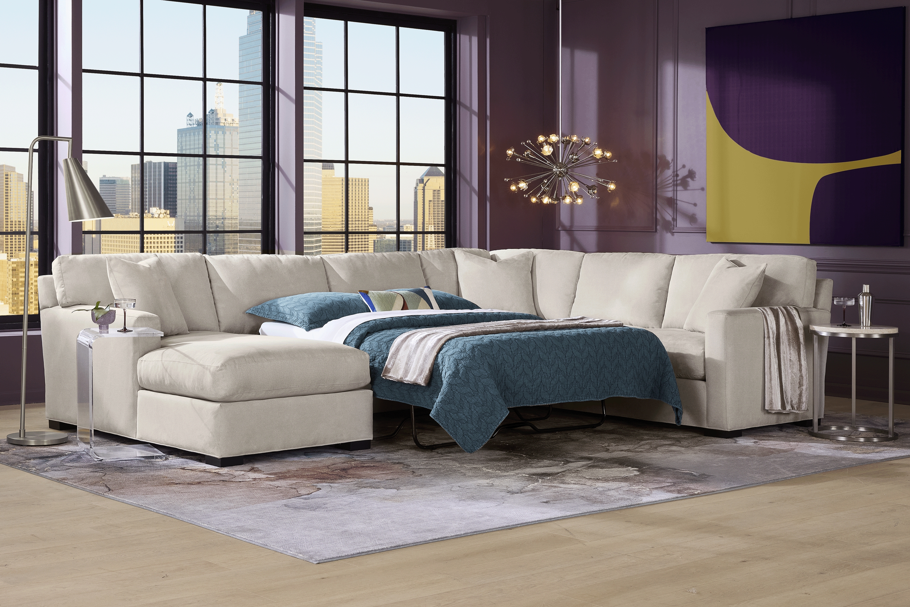 Harmonie Dove 3 Pc Sleeper Sectional - Thumbnail - Image 4