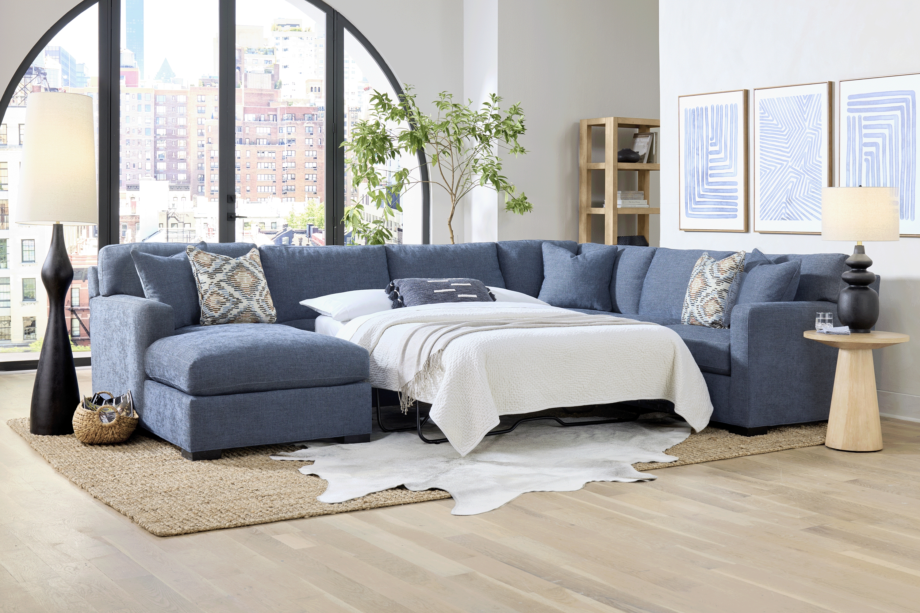 Harmonie Sapphire 3 Pc Gel Foam Sleeper Sectional - Thumbnail - Image 4