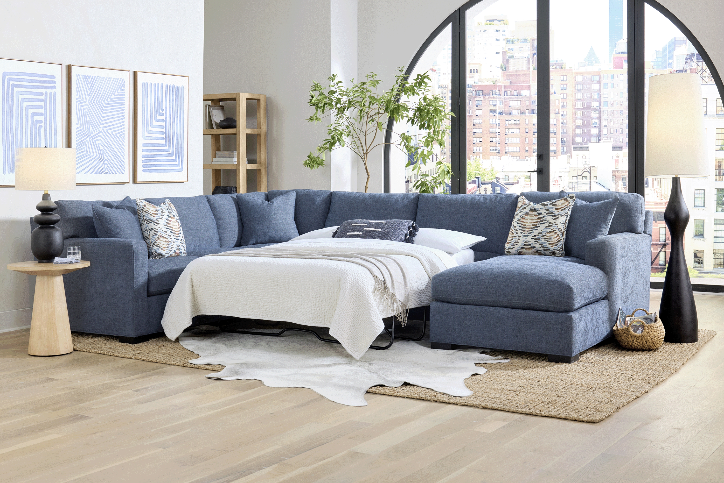 Harmonie Sapphire 3 Pc Gel Foam Sleeper Sectional - Thumbnail - Image 4