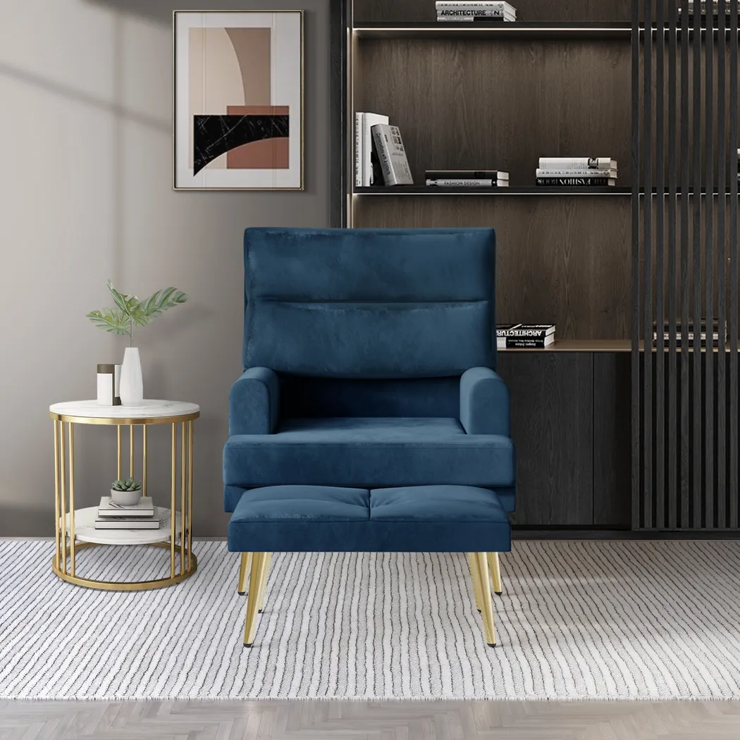 Harmse Blue Accent Chair and Ottoman - Image 2