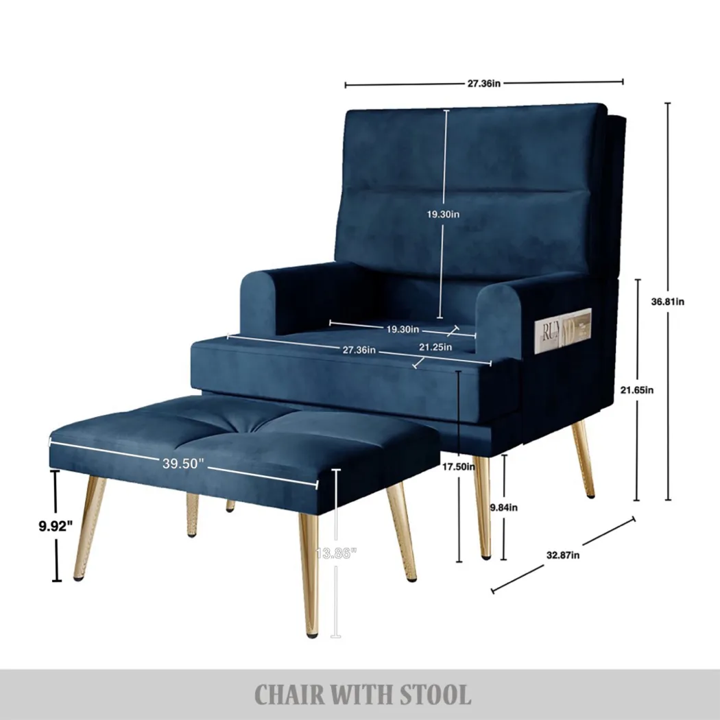 Harmse Blue Accent Chair and Ottoman - Image 3