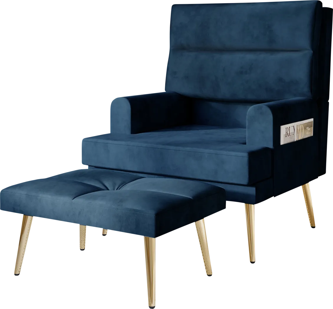 Harmse Blue Accent Chair and Ottoman - Image 1