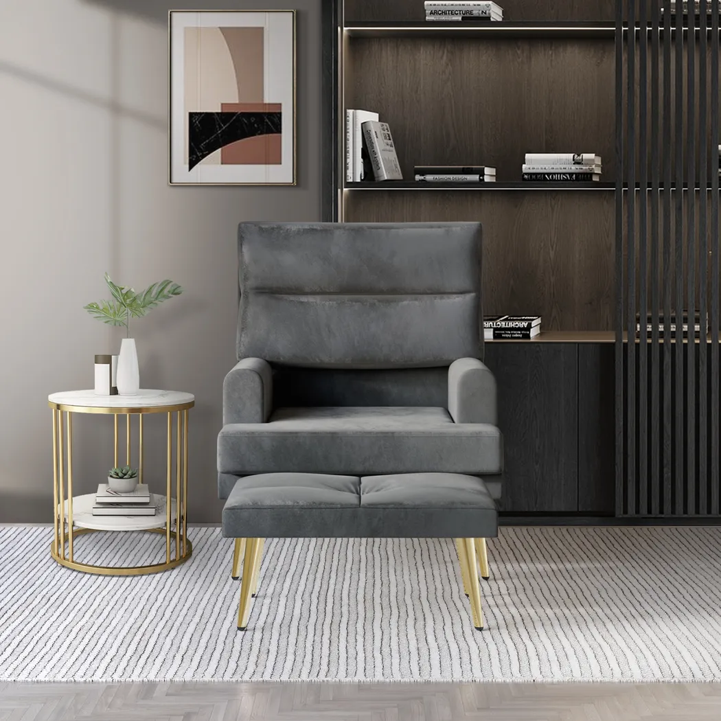 Harmse Gray Accent Chair and Ottoman - Image 2