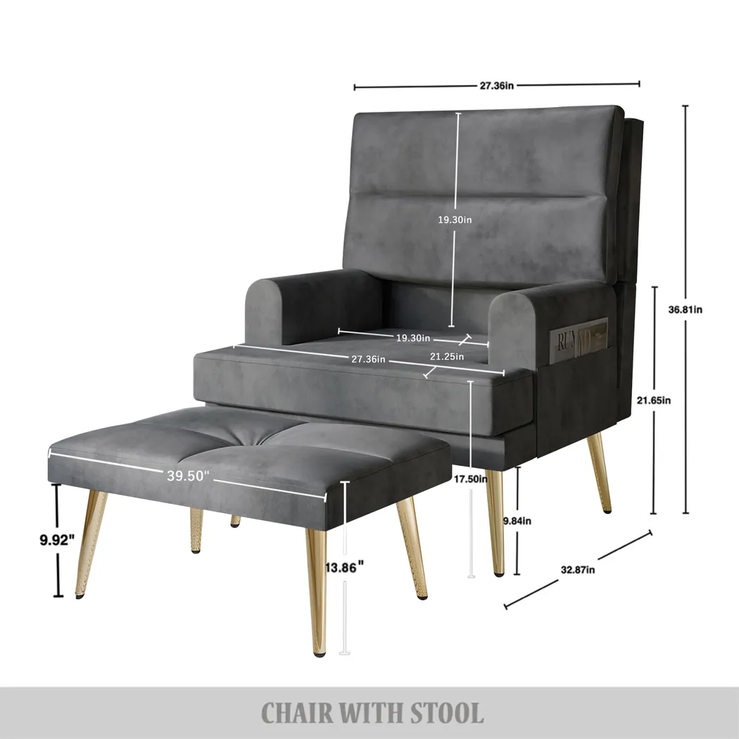 Harmse Gray Accent Chair and Ottoman - Image 3