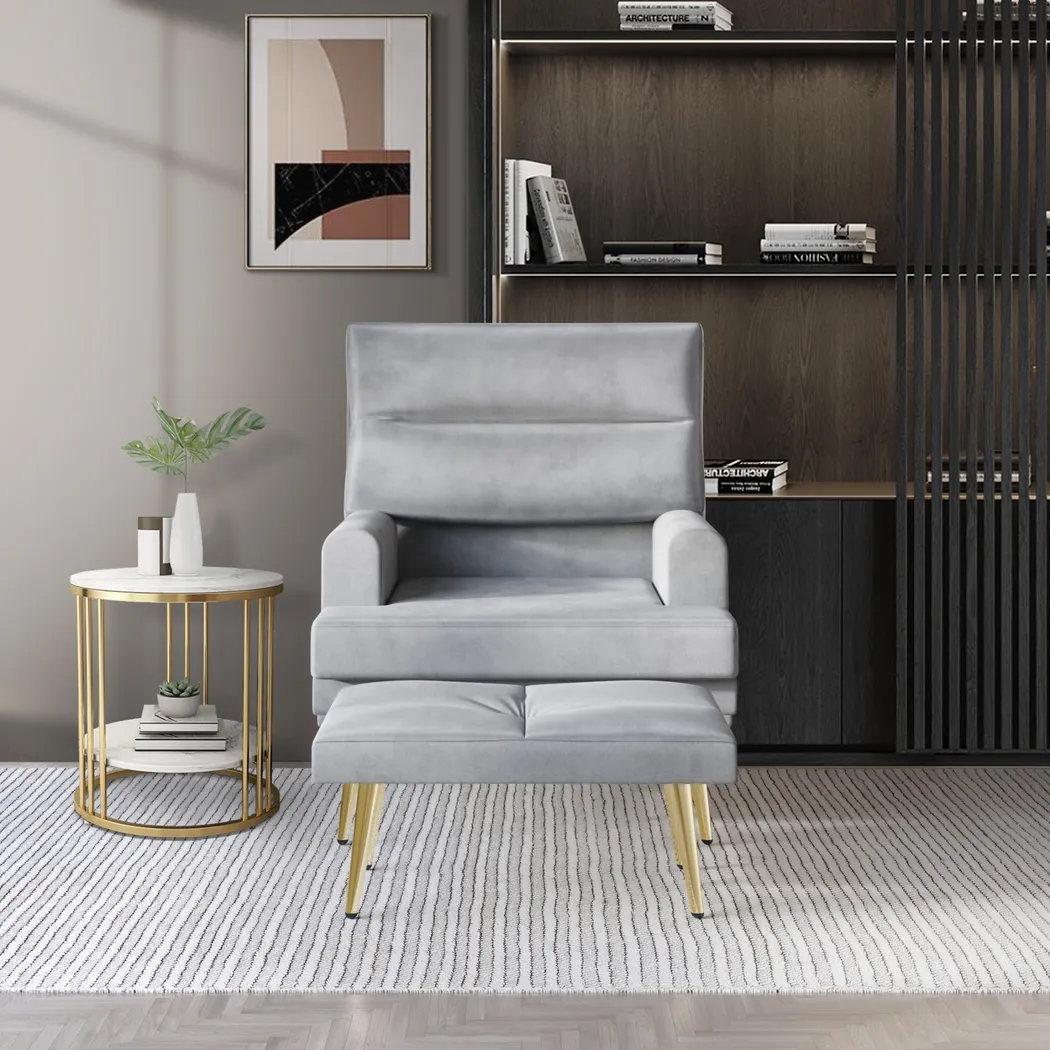 Harmse Light Gray Accent Chair and Ottoman - Image 2