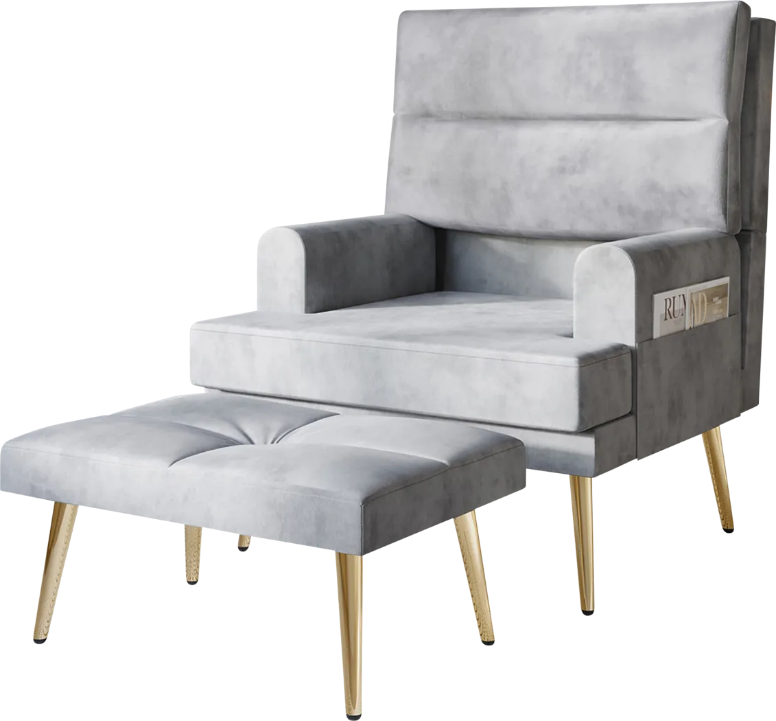 Harmse Light Gray Accent Chair and Ottoman - Image 1